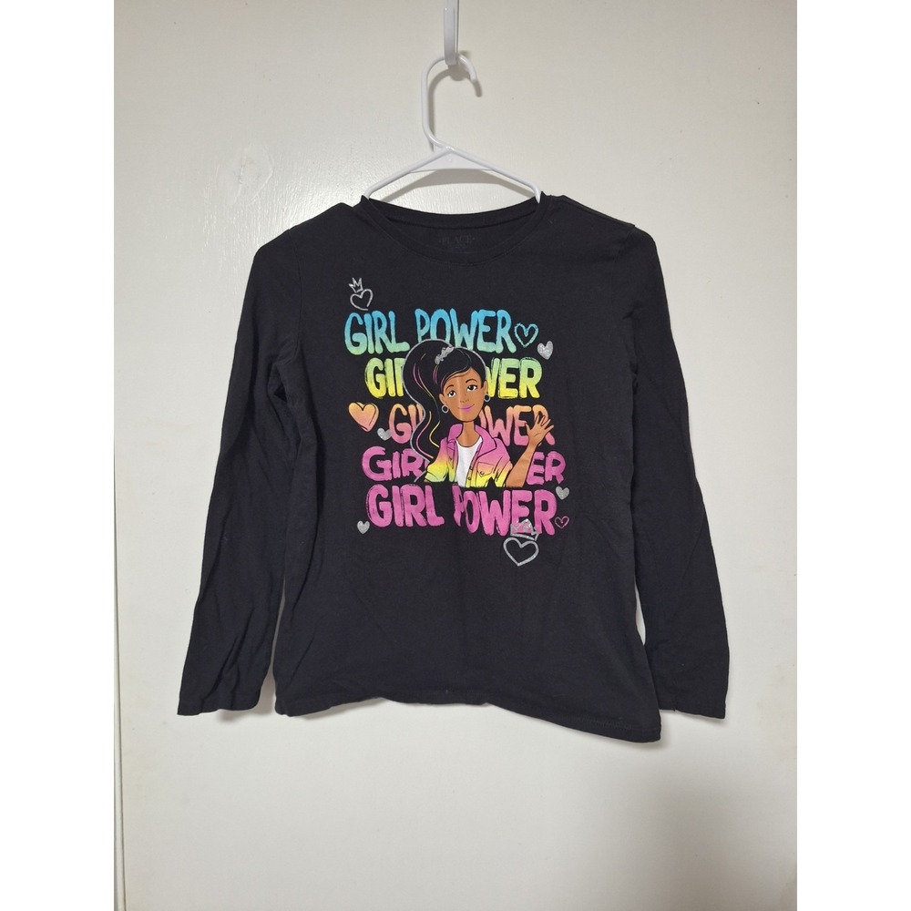 Childrens Place Girls 14/16 Shirt Long Sleeve Girl Power Graphic Tee 100% Cotton